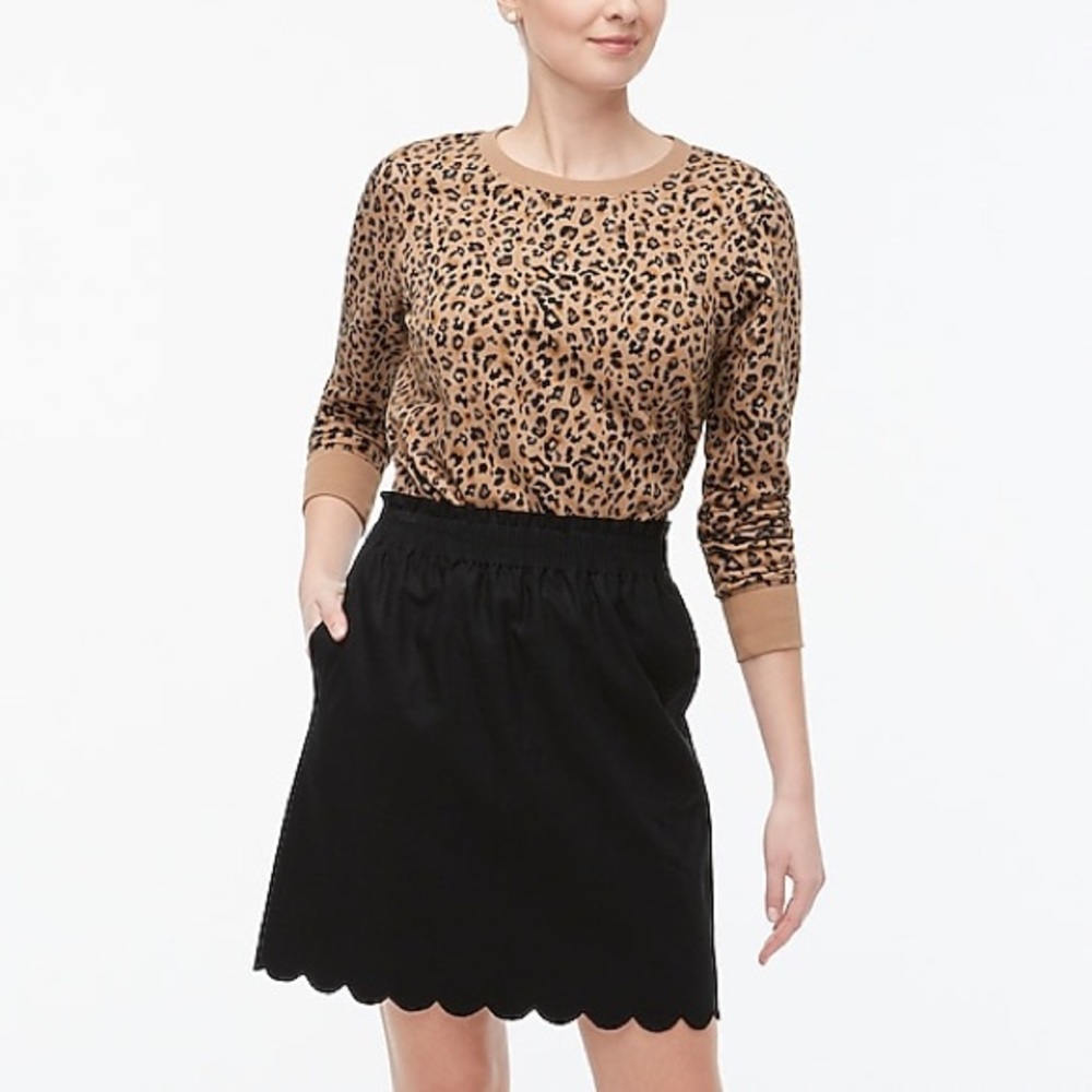 J. Crew Scalloped linen-cotton skirt black